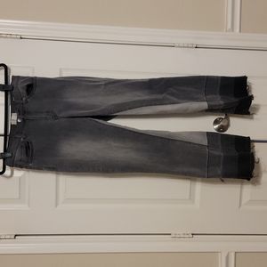 Logo Regular pieced seamed mini bootcut jeans